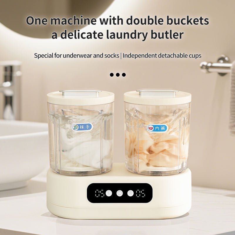 Portable Double-Bucket Mini Washing Machine β 3L Dual-Tub Washer for Baby Clothes, Underwear, Socks & Delicate Laundry