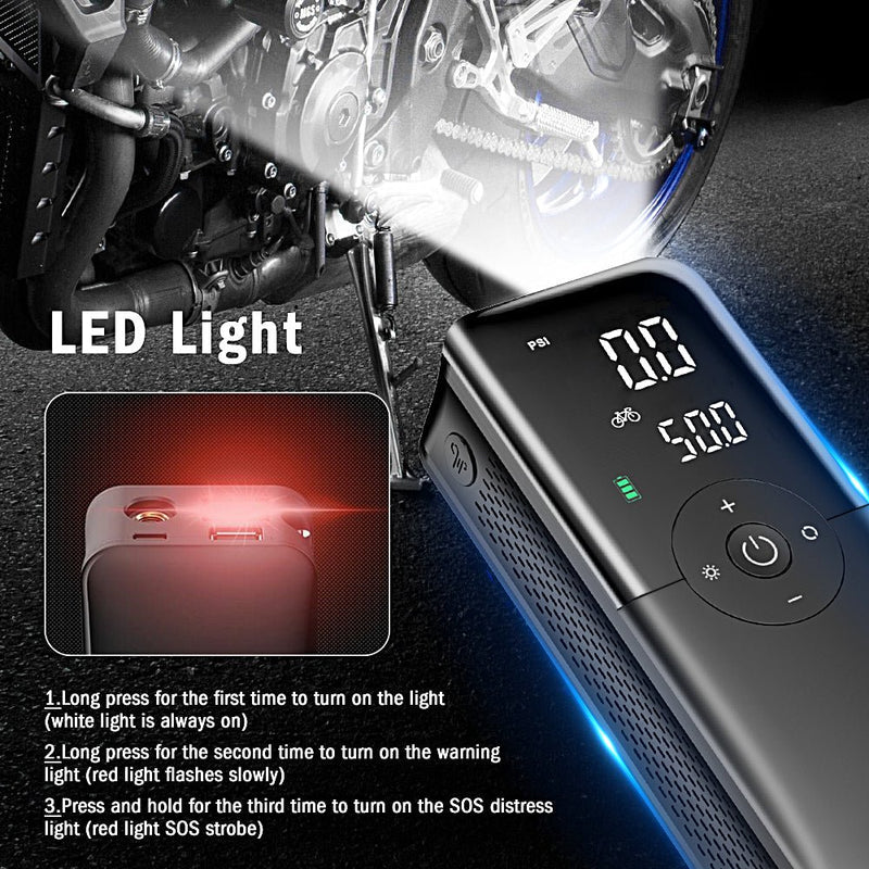 Portable Electric Air Pump β Compact Rechargeable Inflator for Tires, Air Mattresses, Sports Balls & Outdoor Adventures