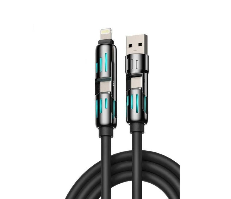 4-in-1 Multi USB Fast Charging Cable – Universal Portable Charger for iPhone, Android & More