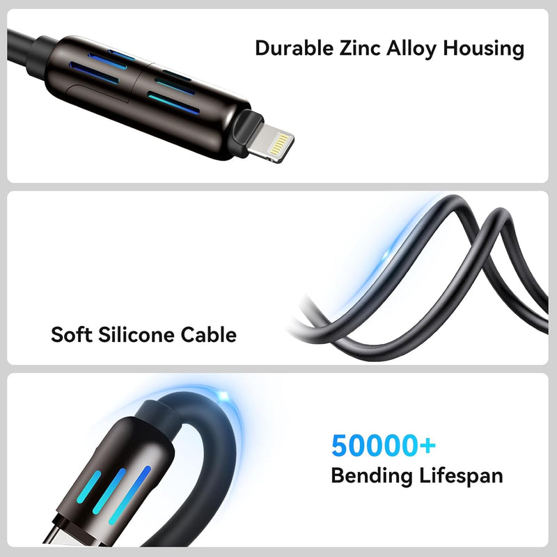 4-in-1 Multi USB Fast Charging Cable – Universal Portable Charger for iPhone, Android & More