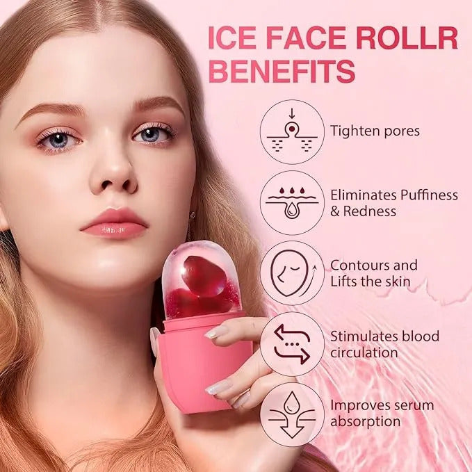 Face Glow Ice Roller – Cooling Facial Massager & Skincare Tool for Puffiness, Glow & Skin Tightening