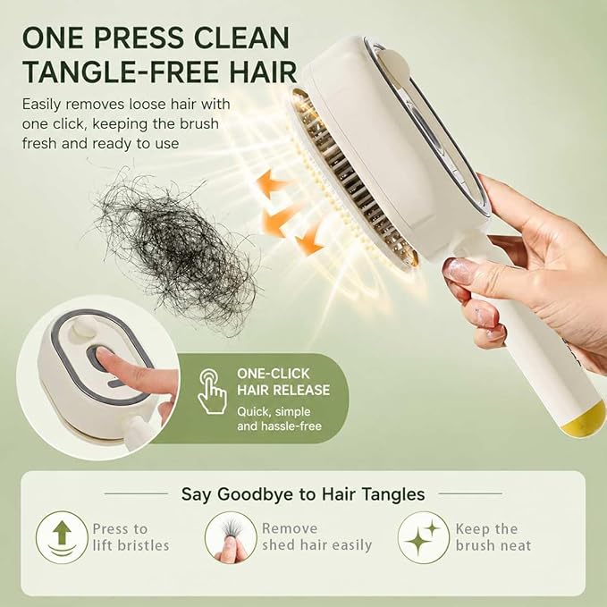 Steam Hair Brush – Nano Mist + Oil Infusion | Rechargeable Detangling Tool for Frizzy Hair