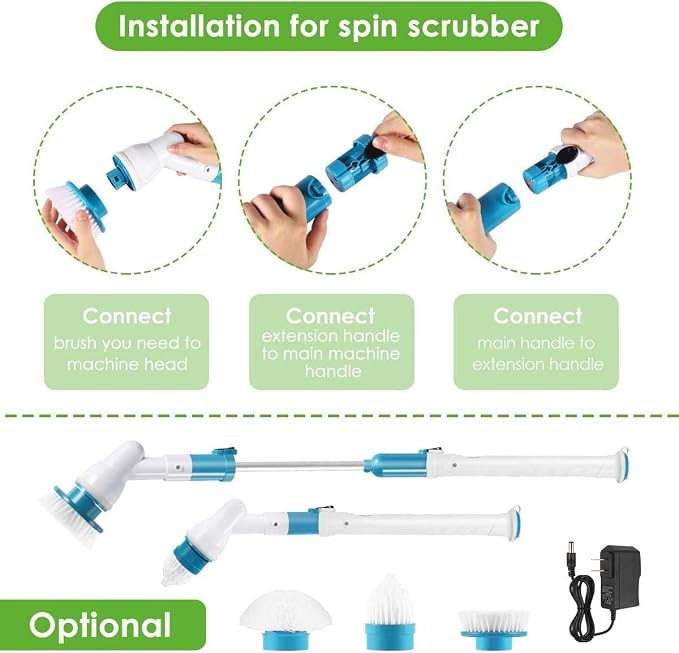 3-in-1 Electric Spin Scrubber Machine – Powerful Cordless Cleaning Brush for Bathroom, Kitchen & Floors