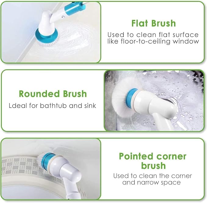 3-in-1 Electric Spin Scrubber Machine – Powerful Cordless Cleaning Brush for Bathroom, Kitchen & Floors