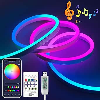 LED Neon Rope Light 5M – IC RGB Smart Strip Light with App Control, Music Sync & Waterproof Design