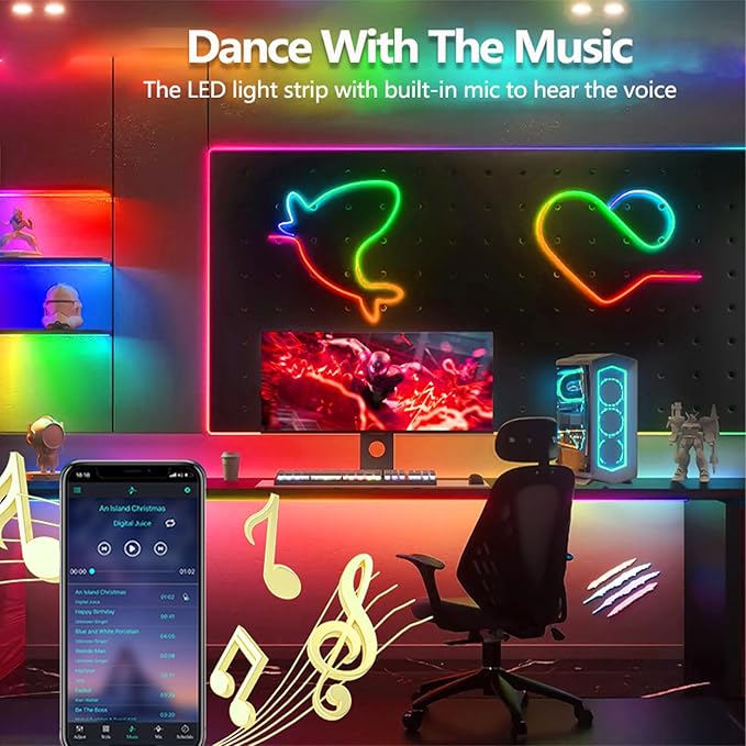 LED Neon Rope Light 5M – IC RGB Smart Strip Light with App Control, Music Sync & Waterproof Design