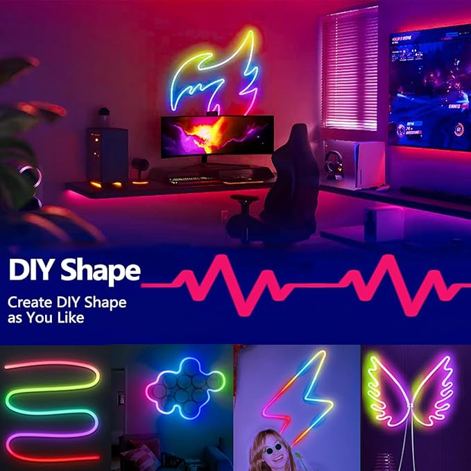 LED Neon Rope Light 5M – IC RGB Smart Strip Light with App Control, Music Sync & Waterproof Design