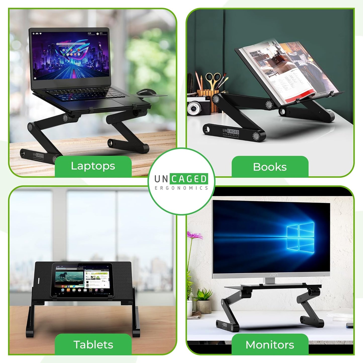 Adjustable Laptop Stand Desk with Cooling Fans – Foldable Bed Table for Work, Study & Gaming