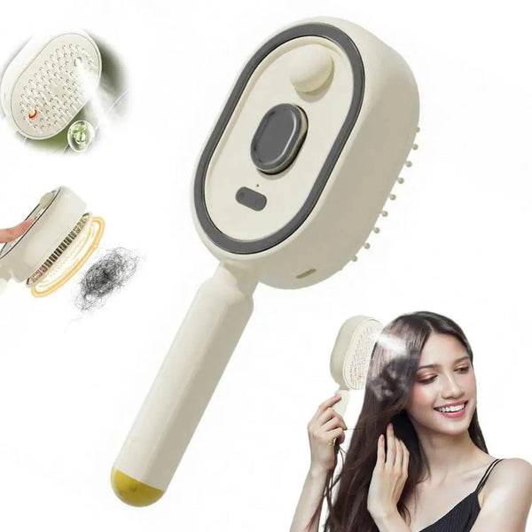 Steam Hair Brush – Nano Mist + Oil Infusion | Rechargeable Detangling Tool for Frizzy Hair