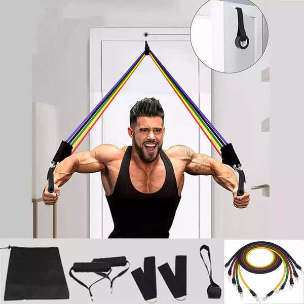 Bodybuilding Resistance Bands Set – 11PCS Home Gym Exercise Bands with Handles, Door Anchor & Carry Bag