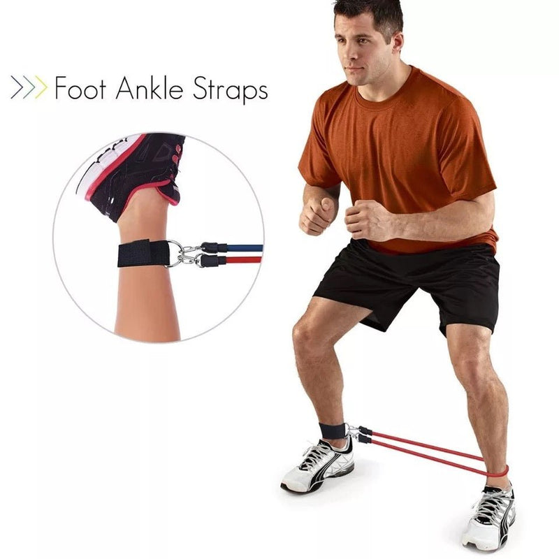 Bodybuilding Resistance Bands Set – 11PCS Home Gym Exercise Bands with Handles, Door Anchor & Carry Bag