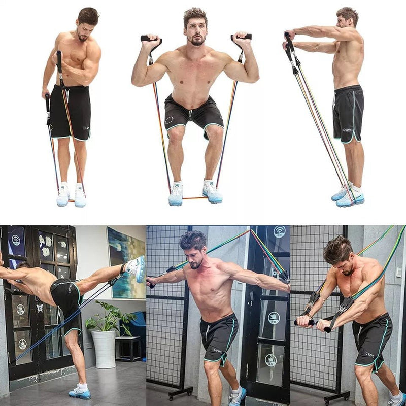 Bodybuilding Resistance Bands Set – 11PCS Home Gym Exercise Bands with Handles, Door Anchor & Carry Bag