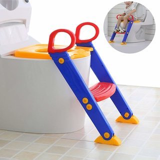 Children Toilet Training Ladder Seat – Foldable Adjustable Potty Training Seat with Non-Slip Steps & Handrails