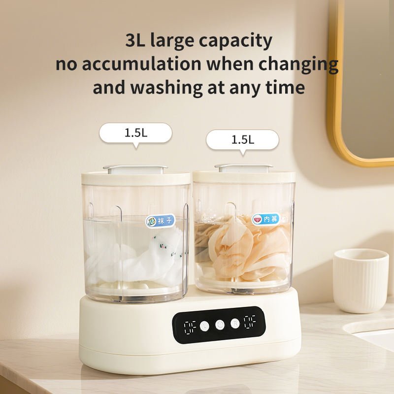 Portable Double-Bucket Mini Washing Machine – 3L Dual-Tub Washer for Baby Clothes, Underwear, Socks & Delicate Laundry