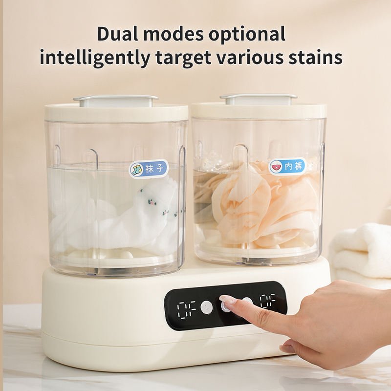 Portable Double-Bucket Mini Washing Machine – 3L Dual-Tub Washer for Baby Clothes, Underwear, Socks & Delicate Laundry