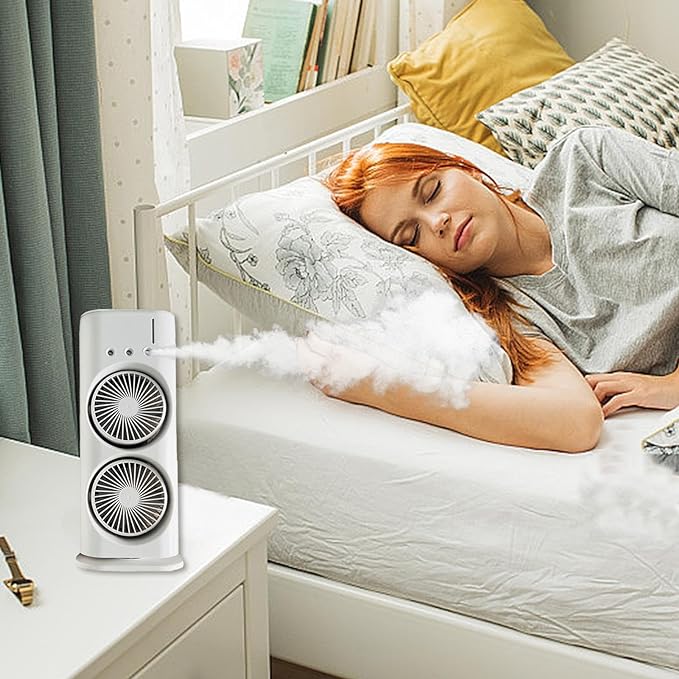 Double Ended Spray Fan – Portable USB Rechargeable Cooling Mist Fan with LED Lights