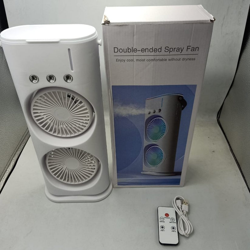 Double Ended Spray Fan – Portable USB Rechargeable Cooling Mist Fan with LED Lights