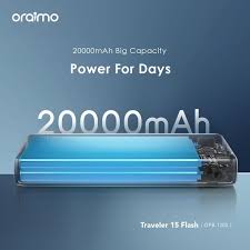 Oraimo Traveler Flash 20000mAh Power Bank – Fast Charging Portable Power Bank with Triple Output