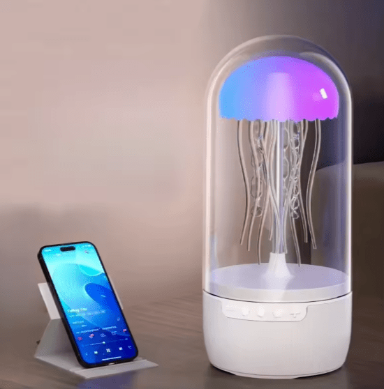 Jellyfish Bluetooth Speaker – Portable Wireless LED Speaker with Colorful Ambient Lights, TF Card & Rechargeable Battery
