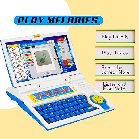 Kids Educational English Learning Laptop – 20 Interactive Learning Activities with Letters, Numbers, Words & Music