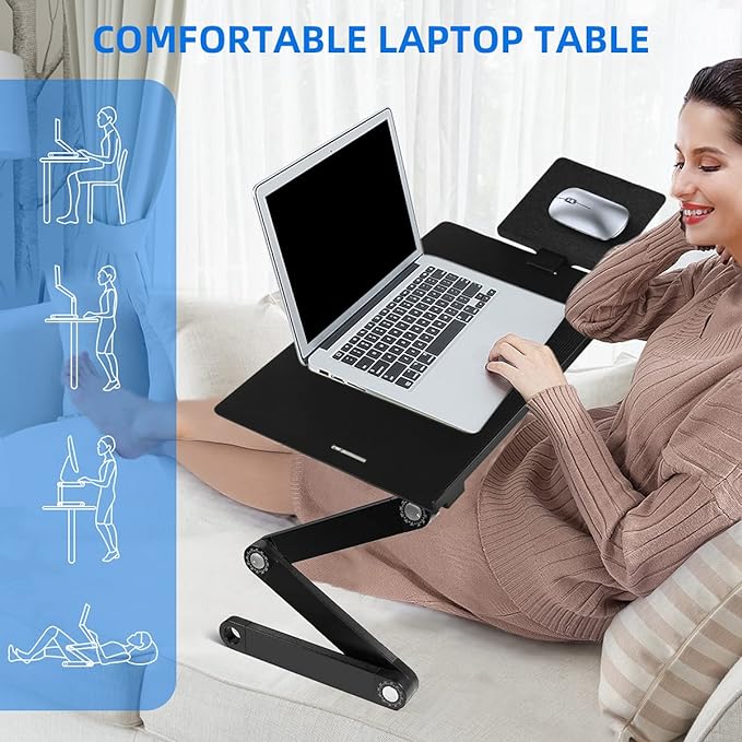 Adjustable Laptop Stand Desk with Cooling Fans – Foldable Bed Table for Work, Study & Gaming