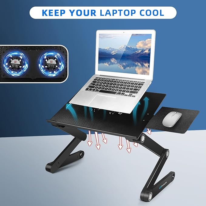 Adjustable Laptop Stand Desk with Cooling Fans – Foldable Bed Table for Work, Study & Gaming