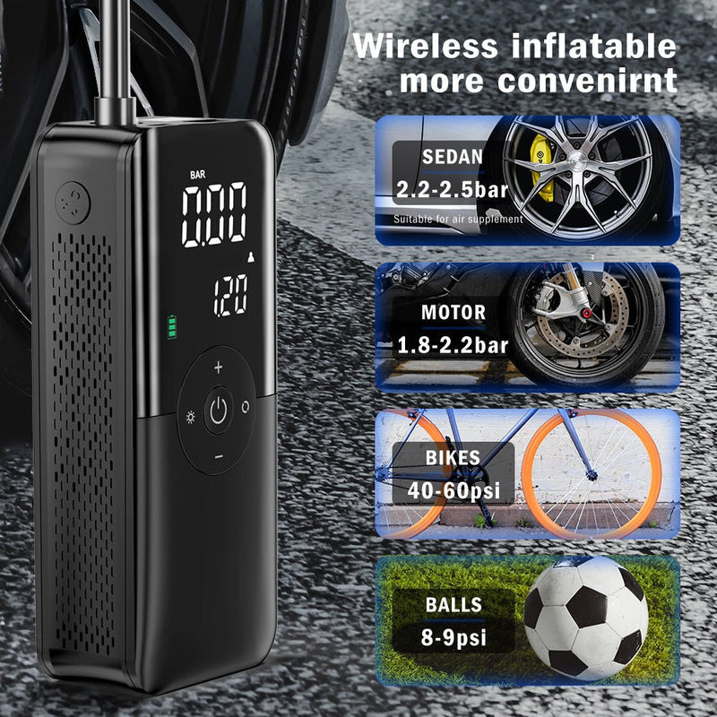 Portable Electric Air Pump – Compact Rechargeable Inflator for Tires, Air Mattresses, Sports Balls & Outdoor Adventures