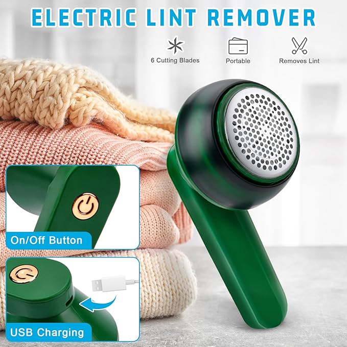 Rechargeable Electric Lint Remover – USB Fabric Shaver for Sweaters, Clothes, Furniture & Upholstery